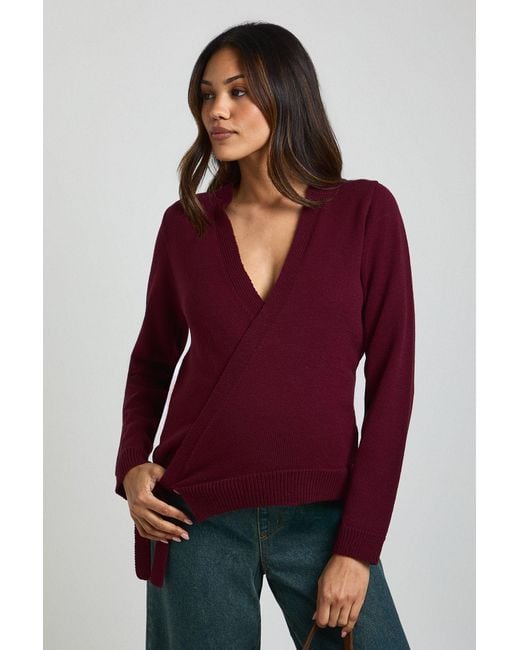 Boohoo Purple Maternity Low Wrap Knitted Cardigan