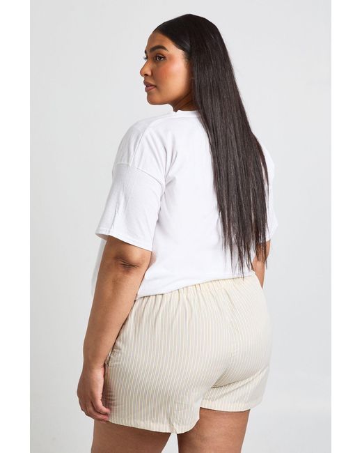 Boohoo White Plus Contrast Drawstring Waist Short