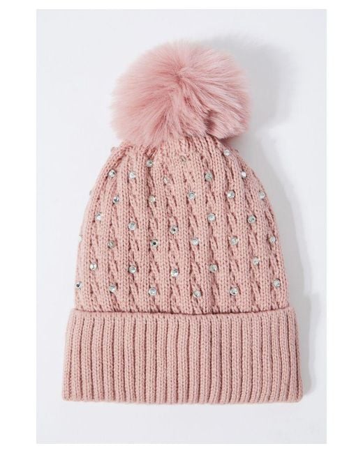 Quiz Pink Diamante Pom Hat