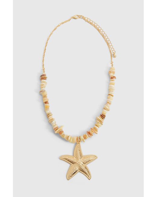 Boohoo Brown Shell Detail Starfish Necklace