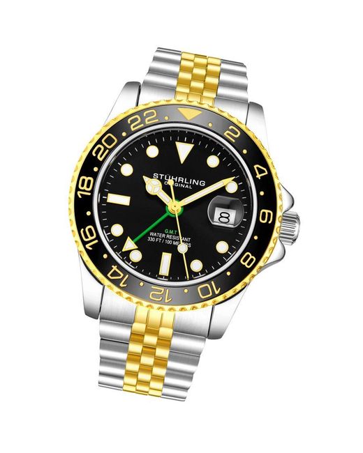 Stuhrling Metallic And Meridian Gmt Quartz 42Mm for men
