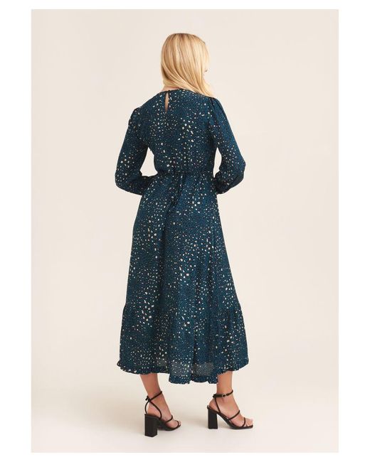 Gini London Maxi-jurk Met Luipaardprint En Lange Mouwen in het Blue