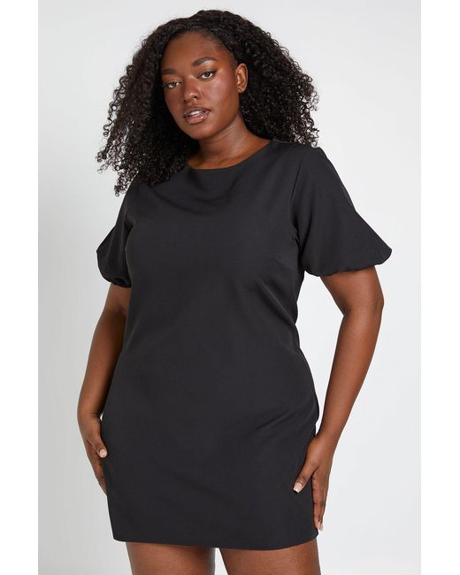 Boohoo Black Plus Tailored Puff Sleeve Shift Dress