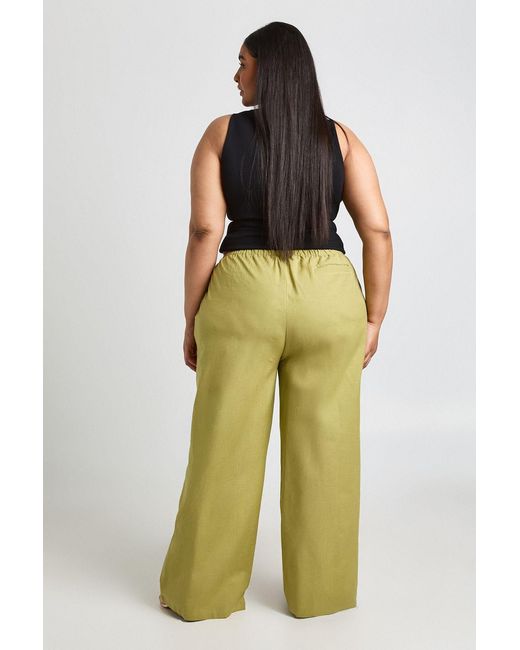 Boohoo Green Plus Linen Trouser