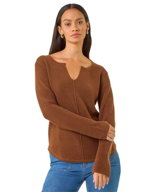 D.u.s.k Brown Waffle Knit Jumper