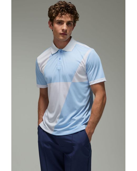 BoohooMAN Blue Active Regular Fit Large Check Golf Polo for men