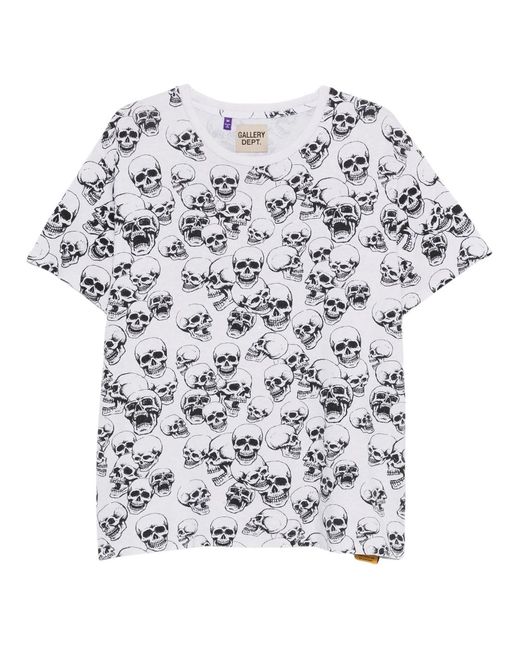 GALLERY DEPT. White Skull Logo T-Shirt Cotton for men