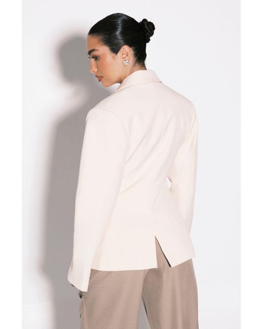 Boohoo White Double Breasted Boxy Blazer