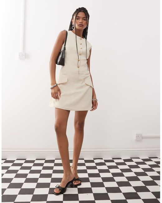 Amy Lynn Natural Tailored Waistcoat Mini Dress