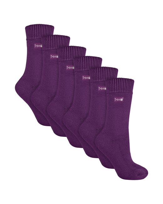 THMO Purple 6 Pairs Ladies Soft Breathable Thermal Socks