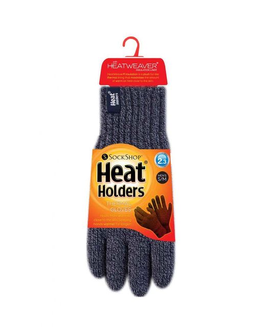 Heat Holders Blue Fleece Lined Warm Gloves For Winter for men