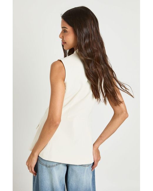 Boohoo White Button Longline Tailored Waistcoat