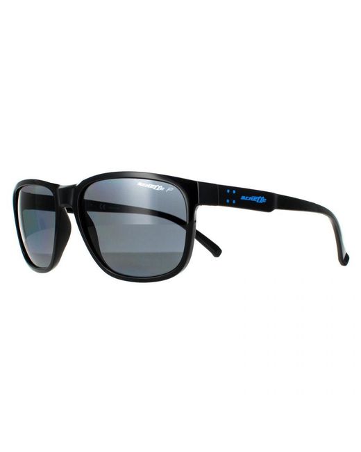 Arnette Black Rectangle Shiny Dark Polarized Sunglasses for men