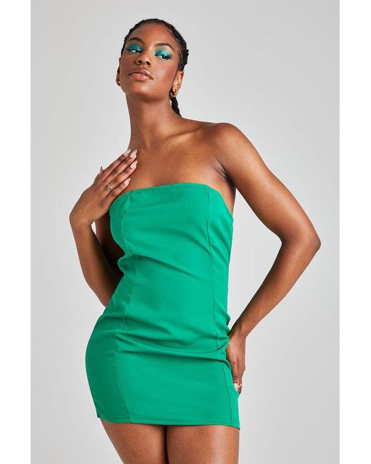 Urban Bliss Green Strapless Tailored Dress