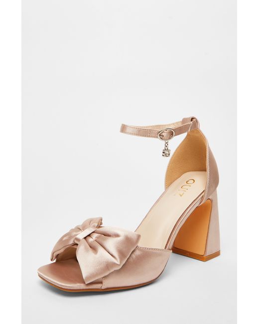 Quiz Satin Bow Heeled Sandals in Pink | Lyst UK