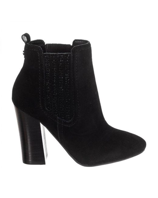 Guess Black Suede Effect Leather Heeled Ankle Boots Fllun3Sue10
