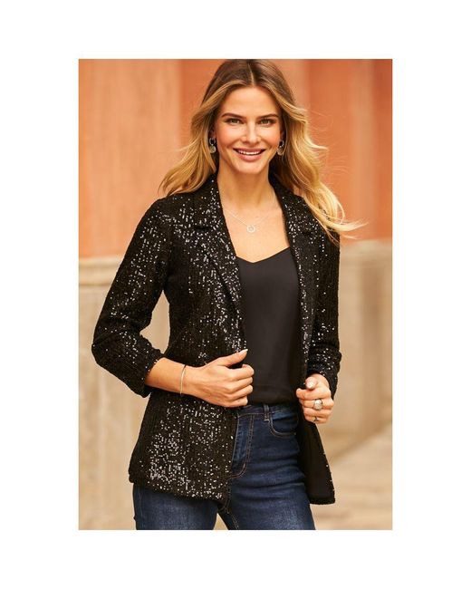 Sosandar Brown Sequin Relaxed Fit Blazer