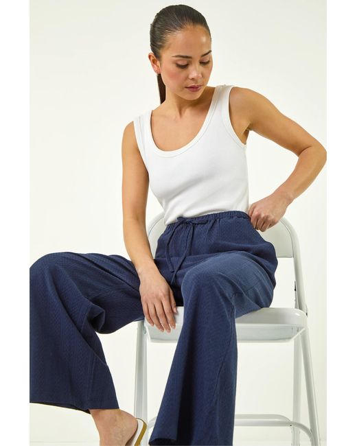 Roman Blue Petite Textured Pocket Trouser