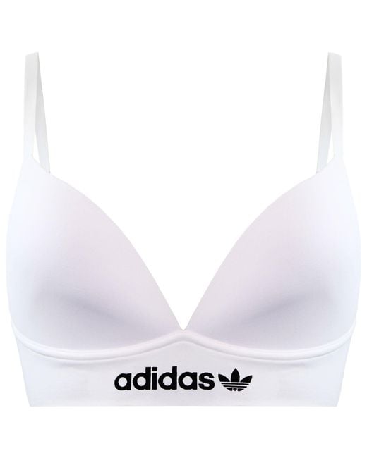 Adidas White Slim Fit Triangle Bra Polyamide