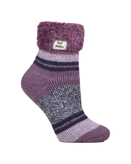 Heat Holders Purple Ladies Stripe Lounge Socks With Lure
