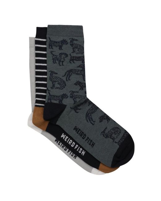 Weird Fish Ladies Parade Patterned Socks (Pack Of 3) (Dusty) in