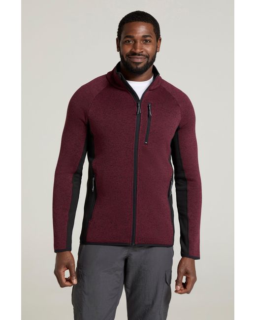 Mountain Warehouse Purple 'Treston' Fleece Sweater Antipill Full Zip Stretchy Winter Coat for men