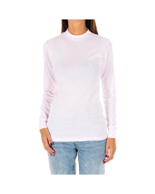 Kisses&Love White Long-Sleeved T-Shirt With Half-High Collar 1625-M