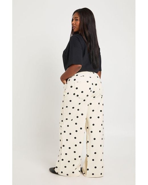 Boohoo Multicolor Plus Polka Dot High Waist Wide Leg Jean