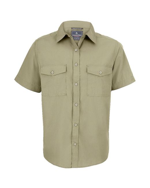 Craghoppers Green Expert Kiwi Short-Sleeved Shirt (Pebble) for men