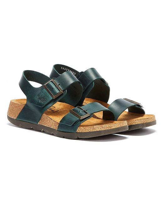 Fly London Green Ceke Dark Sandals Leather