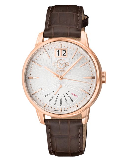 Gv2 Brown Rovescio Iprg Case, Dial With Embossed Texture, Genuine Italian Handmade Leather Strap for men