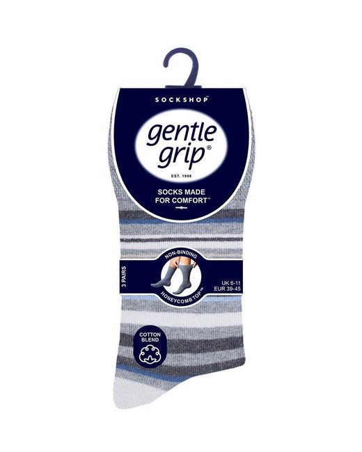 Gentle Grip Gray 6 Pairs Non Elastic Socks for men