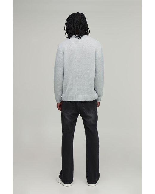 BoohooMAN Gray Tall Relaxed Fit Brushed Knitted Jumper for men