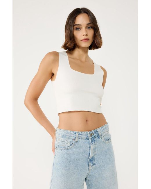 No Matter What White Dehnbares Netz Essential Top