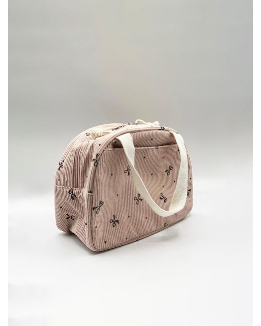 SVNX Pink Corduroy Bow Insulated Lunch Holdall