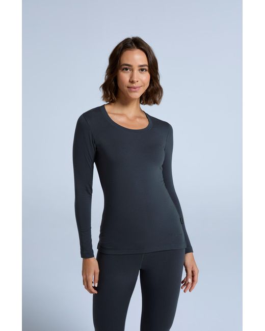 Mountain Warehouse Blue 'Blaze' Thermal Top Warm Cosy Base Layer Long Sleeve Tee Cotton