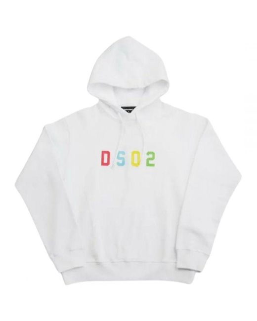 DSquared² White Multicoloured Dsq2 Logo Hoodie for men