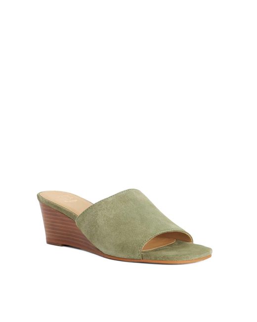 Dune Green Kaydee Suede Wedge Slip-On Mules