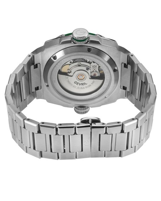 Gevril Gray Fortuna 316L Stainless Steel Case, Bezel, Enamel Dial, Bracelet for men