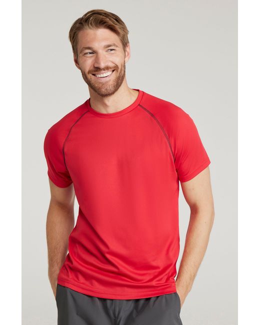 Mountain Warehouse Red 'Endurance' T-Shirt Breathable Quick Dry Upf50 Sun Protection Tee for men