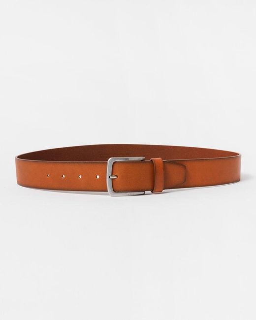 Boss Brown Jor-V Italian-Leather Belt With Logo-Engraved Buckle for men