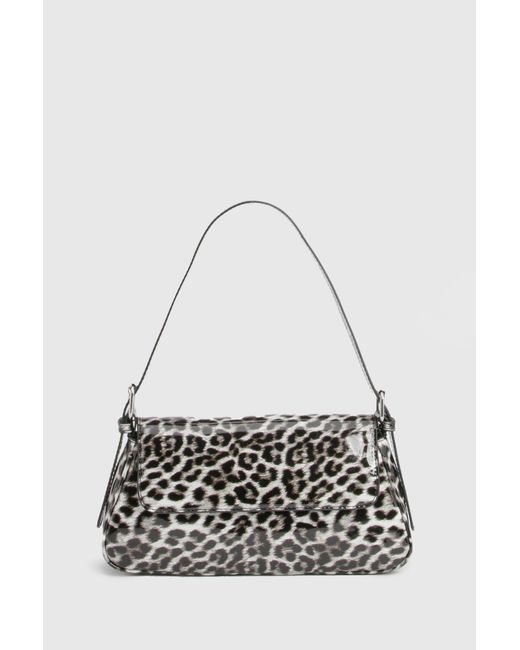Boohoo Black Print Structured Fold Over Shoulder Bag