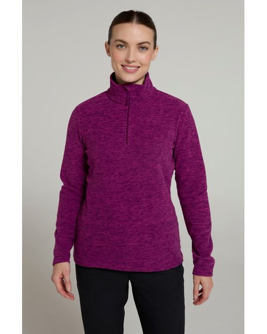 Mountain Warehouse Purple 'Snowdon' Fleece Top Half Zip Breathable Quick Dry Sweater
