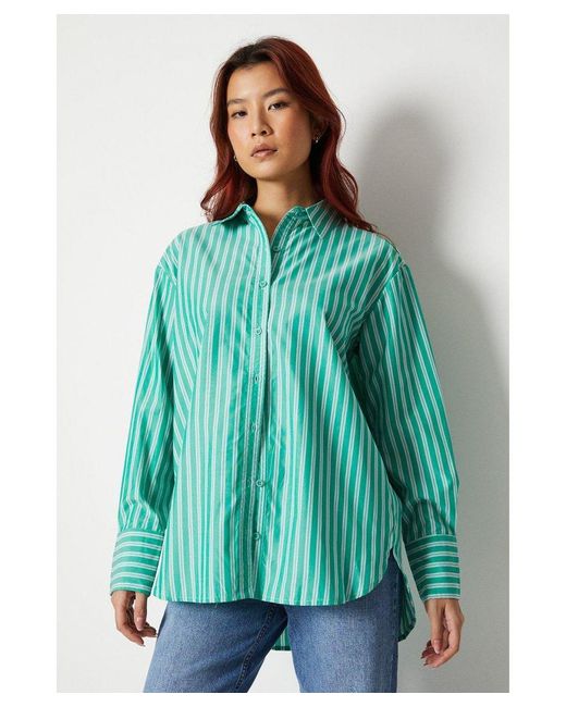Warehouse Green Stripe Boyfriend Shirt