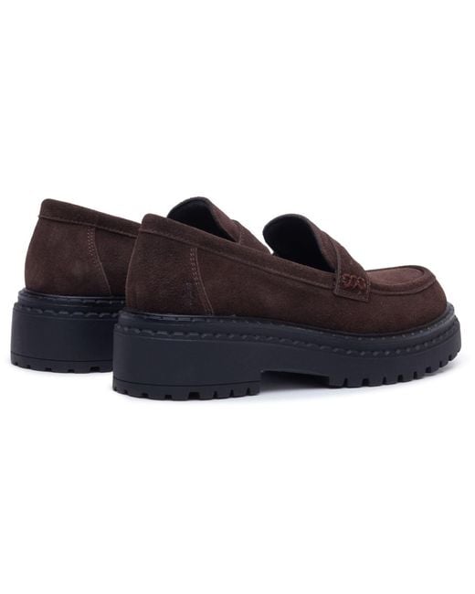 Hush Puppies Blue Odessa Leather Chocolate Loafers