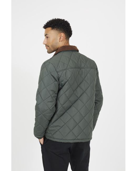 Brave Soul Gray Quilted Coach Jacket With Cord Collar for men