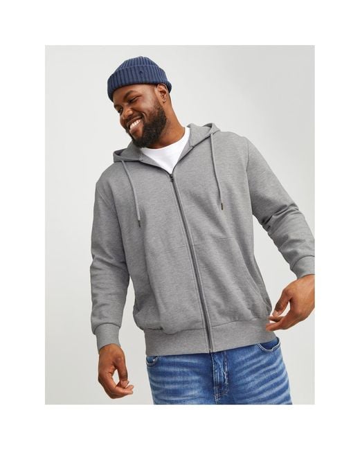 Jack & Jones Gray And Regular Fit Hooded Neck Sweatshirt for men