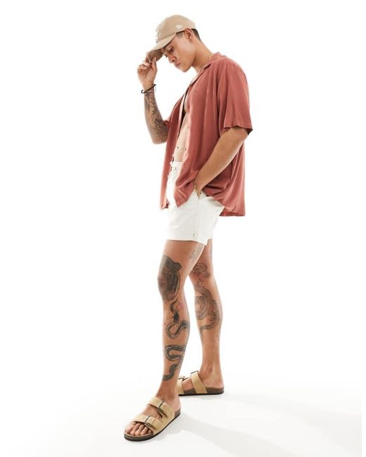 ASOS White Relaxed Fit Viscose Shirt With Revere Collar for men