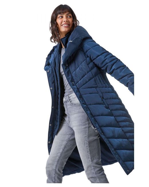 Roman Blue Hooded Quilted Coat
