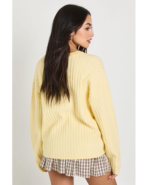 Boohoo Yellow Stripe Knit Oversized Jumper